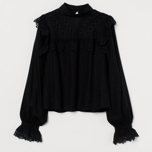 NWT H&M Lace-trimmed Blouse